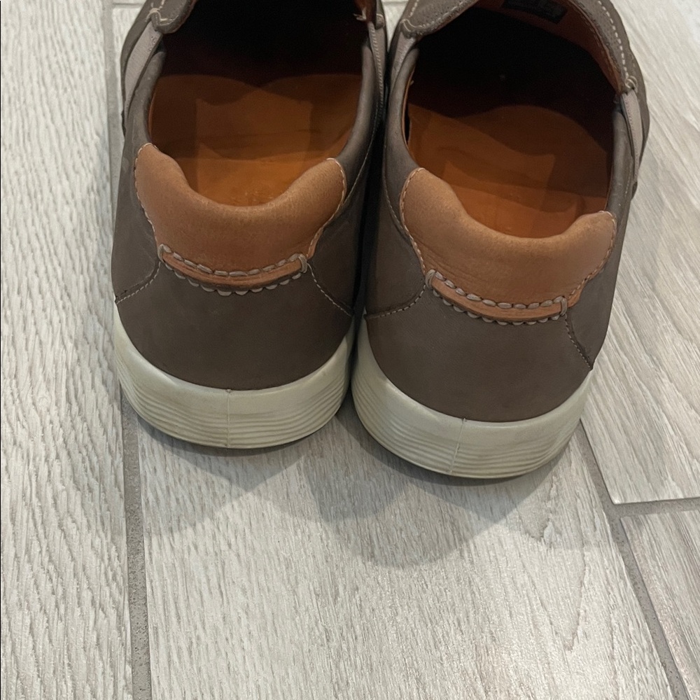 ECCO Moccasins Men's Lite Moc driving Grey/Cognac with Tan Leather Accent - Picture 7 of 10